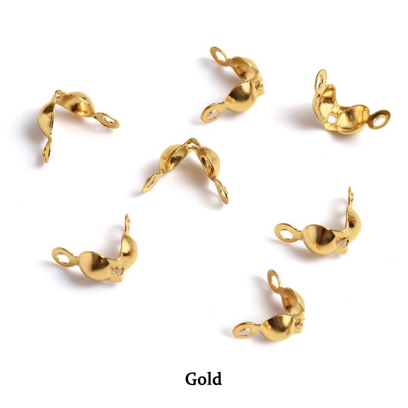 200pcs/lot Connector Clasps Fitting 4*8mm Ball Chain End Crimp Beads Caps Findings For Jewelry Making Accessories Supplies DIY