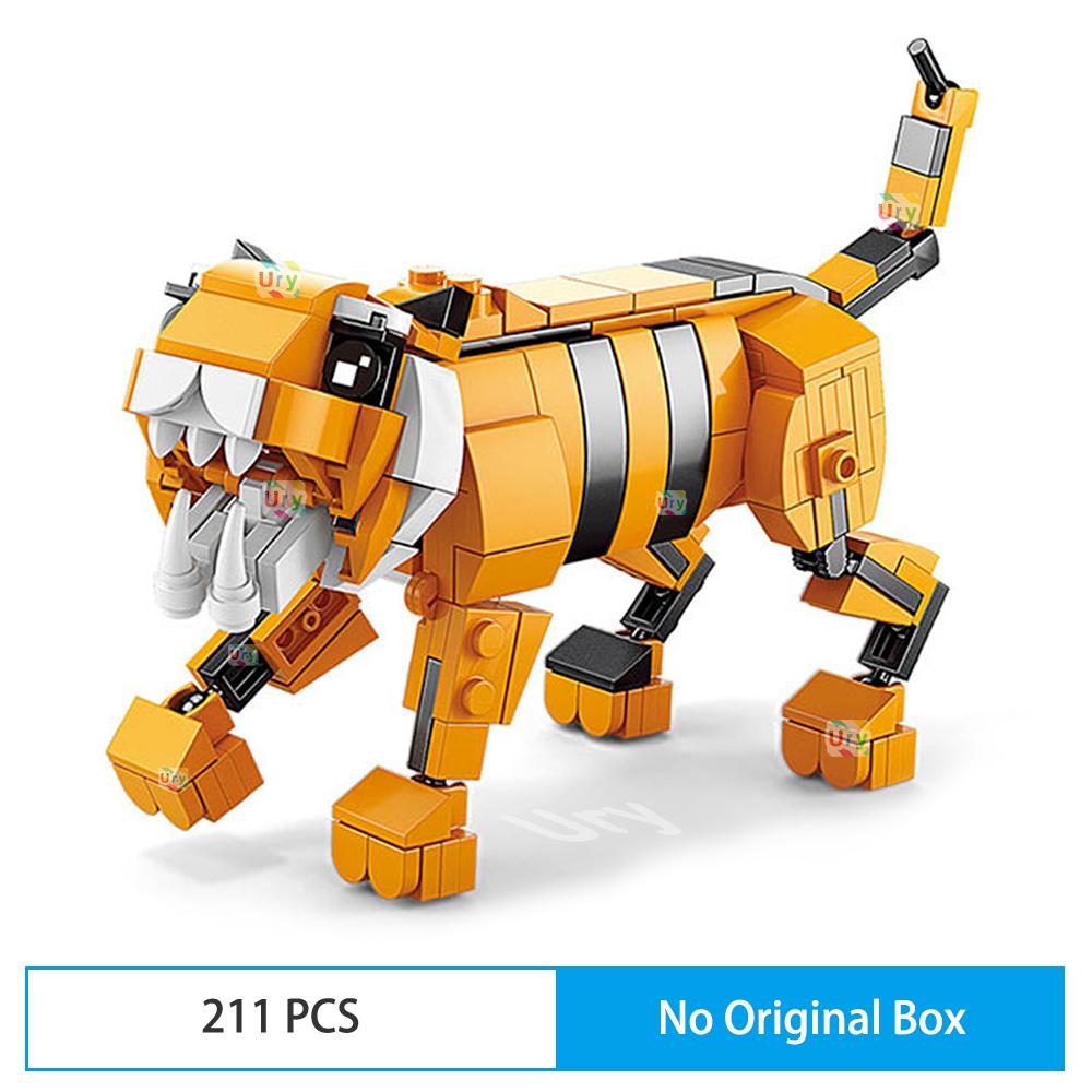 Ocean Marine Fish 3in1 Animals Shark Tiger Owl Crocodile Model Set Building Blocks Diy Children Assemble Toy for Kid Gift