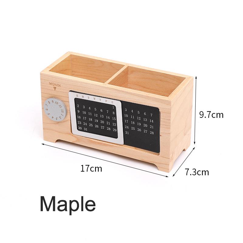 Desktop Calendar Creative Multifunctional Box Organizer Holder Stationery Control WoodenRemote Storage Pen Pencil Home Storage