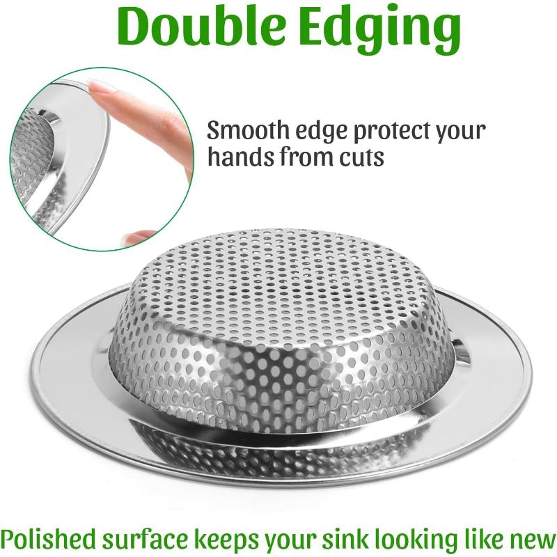 1/3/5 PCS Stainless Steel Sink Strainer Universal Fit Drain Basket Rust-Proof Food Catcher for Fast Drainage Easy Clean