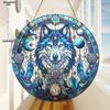 Wolf Sonne Acryl-Fänger, Acryl-Gitter im Buntglas-Stil, Traumfänger-Inspiration, Reflektierende Kunst für Haus & Garten, Kinderzimmer, Vintage-Wohnkultur