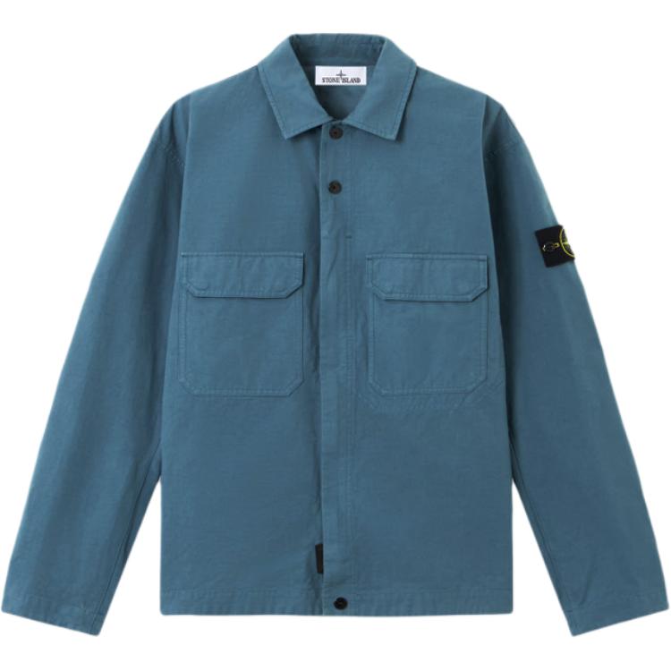 Stone Island Slim Fit Zip Solid Color Logo Long Sleeve Shirt Men shirts K2S151200009S0211-V0057