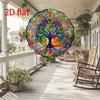 Vibrant 2D Flat Tree of Life Wind Spinner - 8-Inch Multicolor Outdoor Garden Decor, Durable Plastic Windmill for Patio, Lawn & Yard, No Electricity