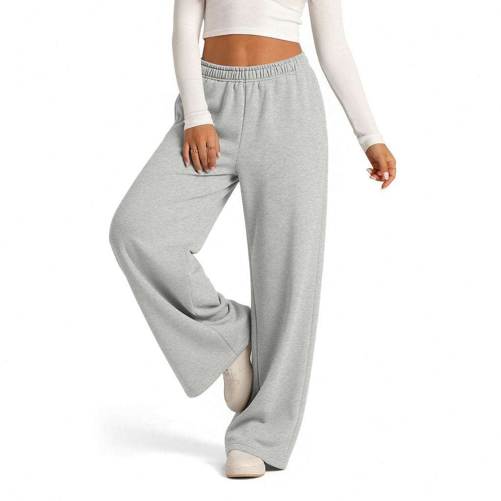 Lässige gefütterte Damen-Sweatpants mit weitem Bein, Kordelzug und Taschen für den Alltag
