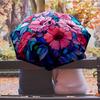 Blumenkunst-Thema Automatischer Regenschirm Kompaktes 8-Rippen-Design Stabile Konstruktion Langlebiger Regenschirm Stilvolles Accessoire