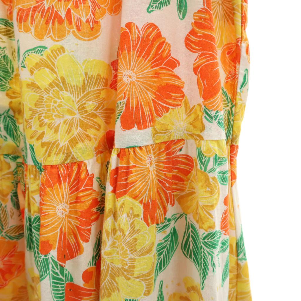 Zara Linen Blend Floral Cami One Piece 13-14 Orange Series Kid's Used