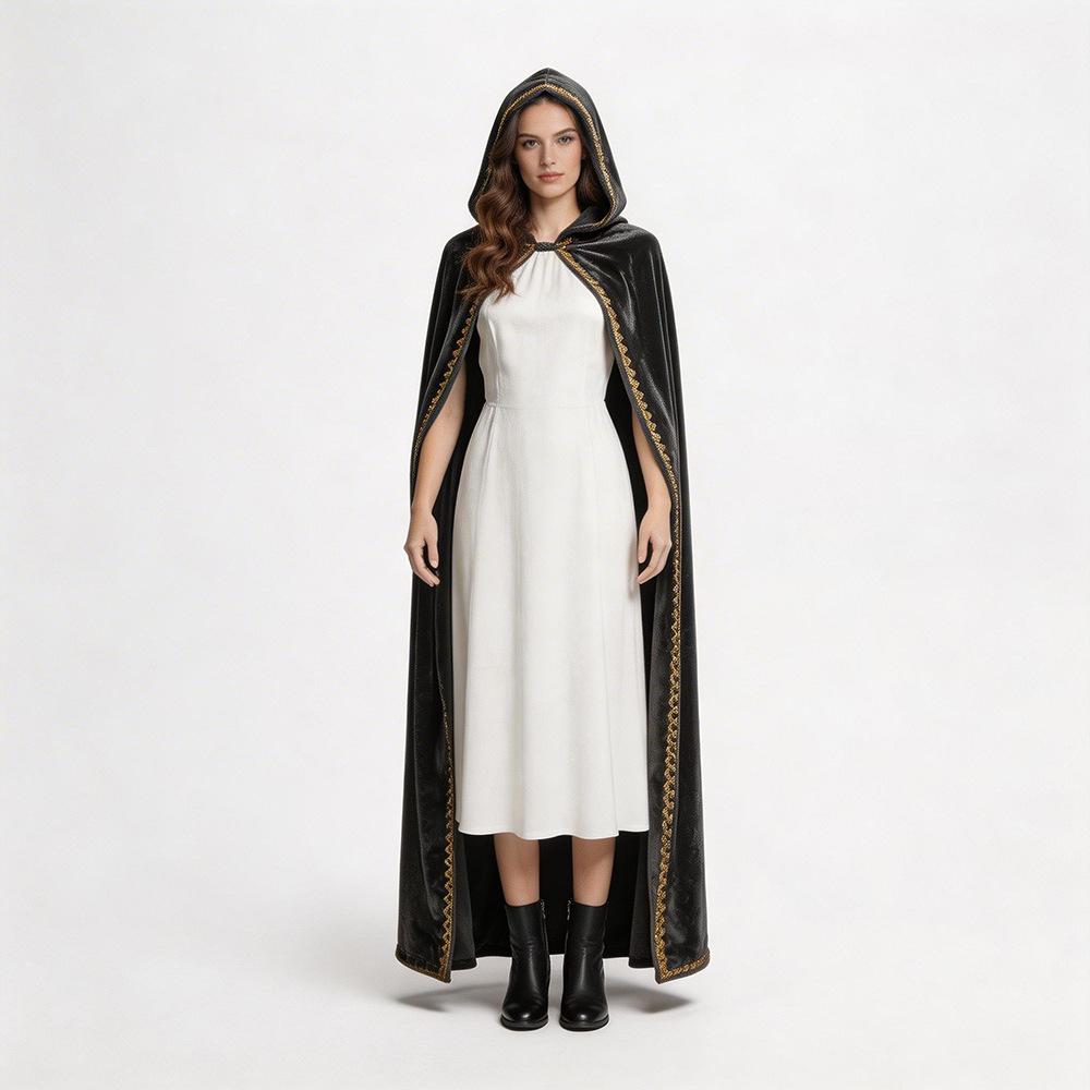 Velvet cape halloween vampire elf queen cosplay cape new halloween cape S（126cm）
