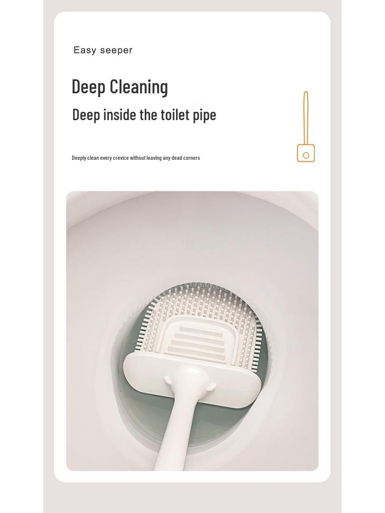 Luxury Wall-Mounted Silicone Toilet Brush Set - No Dead Angle Design