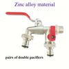 Garden Water Faucet Tape Keys 1/2'' 3/4'' 1 Inlet 2 Outlet Bibcock with Dual Nipple Water Splitter Connector Tap Valve Waterstop