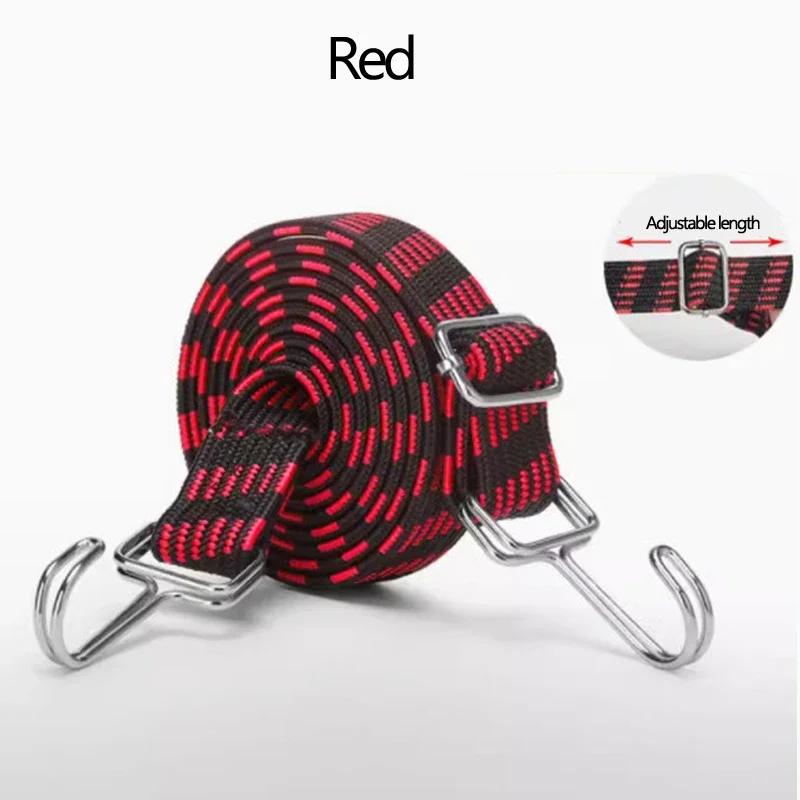 Adjustable Elastic Tie Down Strap 1-5M High‑Tension Binding Rope With Hooks For Motorcycle Bike Luggage Cargo Secure Fixing