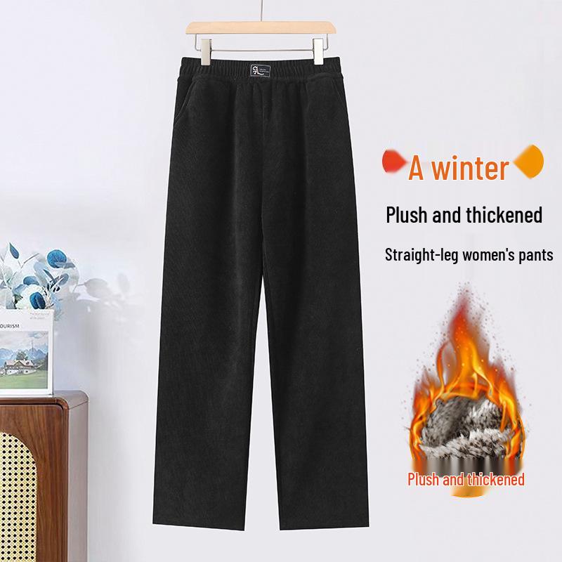 Warm Cotton Straight-Leg Trousers for Middle-Aged & Elderly Women: New Grandma Style, Ideal for Autumn & Winter