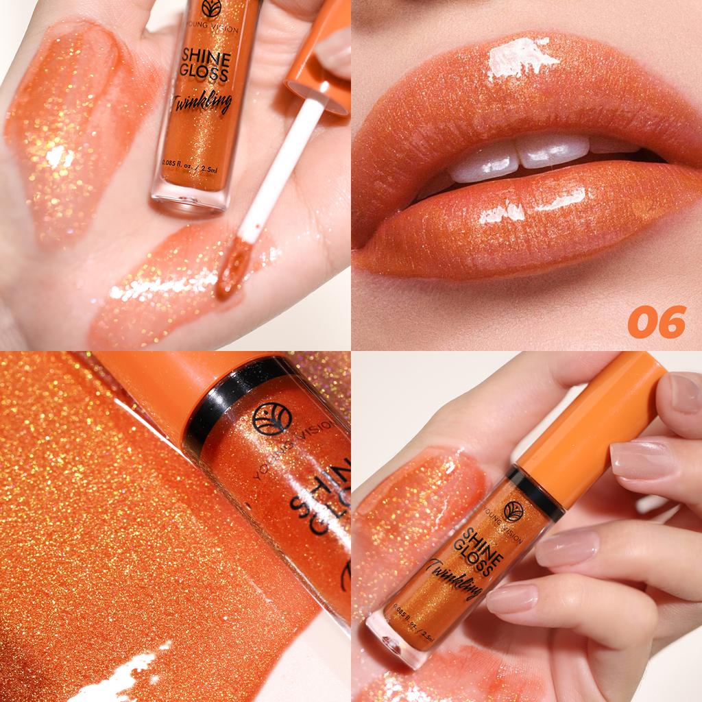 YOUNG VISION Fine Glitter Pearl Gloss Lip Gloss Nourishing Moisturizing Ice Transparent Stacked Lips Lip Glaze