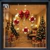 Indoor Festive Atmosphere Christmas Wreath Static Window Sticker, Decorative Decals for Glass Doors And Windows, Holiday Scenery Accessories Removable