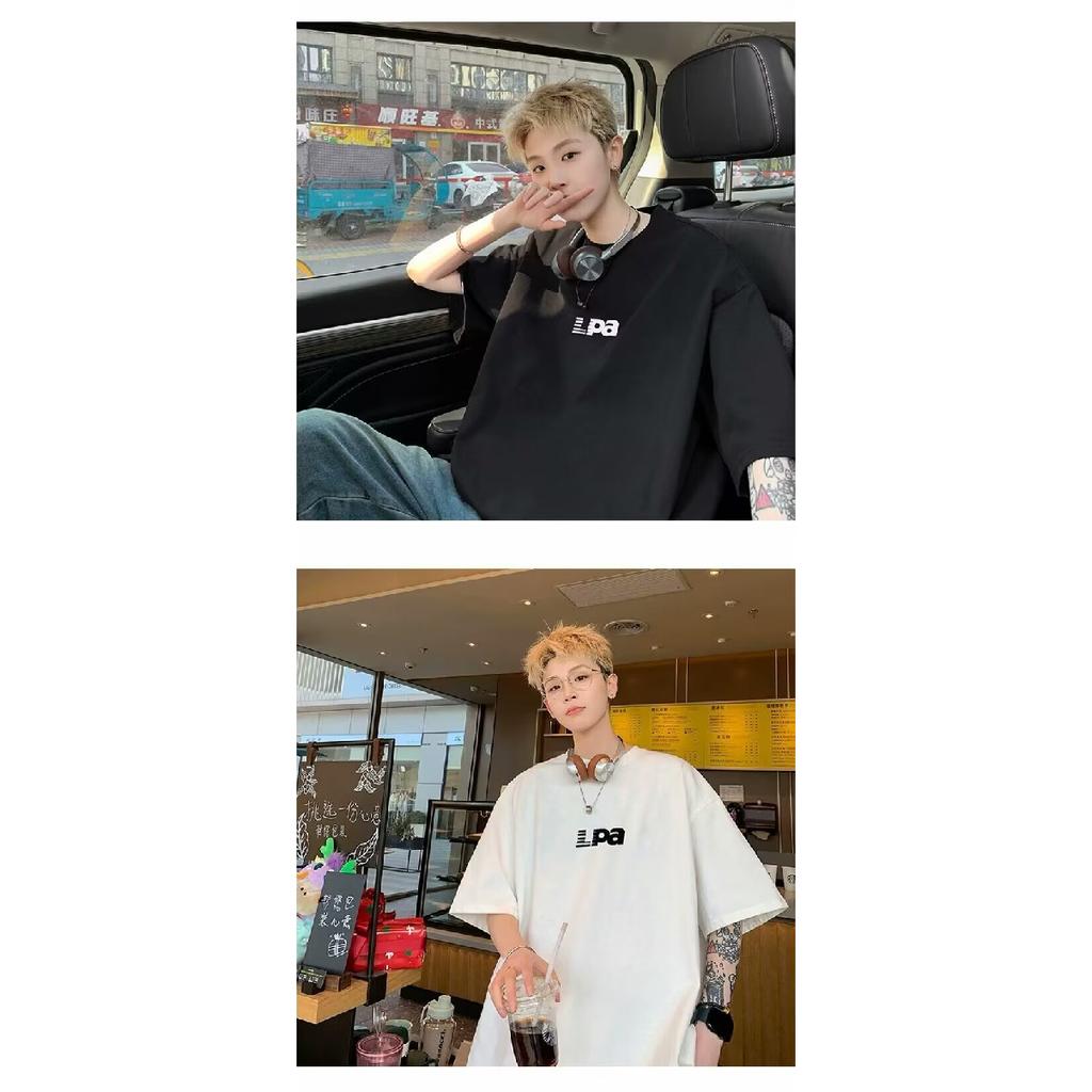 Neues kurzärmliges T-Shirt für Herren im Sommer, Trend im koreanischen Stil, schlichtes Oberteil mit halben Ärmeln, lockeres, lässiges Marken-T-Shirt im Hongkong-Stil