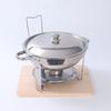 Round Stainless Steel Buffet Stove - Golden Food Warmer for Hotels & Restaurants