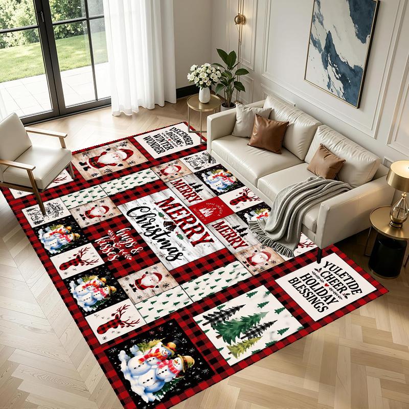 Christmas Pattern Square Area Rug Comfort Indoor Floor Carpet For Home Holiday Gift