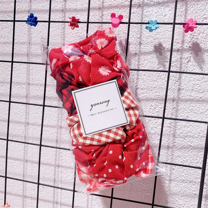 New 5PCS/Set Candy Color Printing Hair Ties For Women Cute HairBand Ponytail Holder Elastic Rubber Band Fashion Hair Accessories