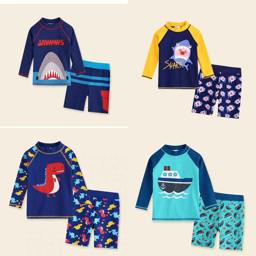 Childrens Swimwear Boys Split Long Sleeve Quickdry Polyester Sun Protection For Water Sports