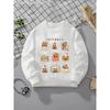 Crewneck Sweatshirt for Girls Featuring an Adorable Capybara Food Design, Suitable for Machine Washing
