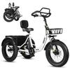 ESKUTE T302 Pro Elektrische Bakfiets, 48V 20.8Ah Batterij, met Achterzitje met Rugleuning & Voor-/Achtermandjes
