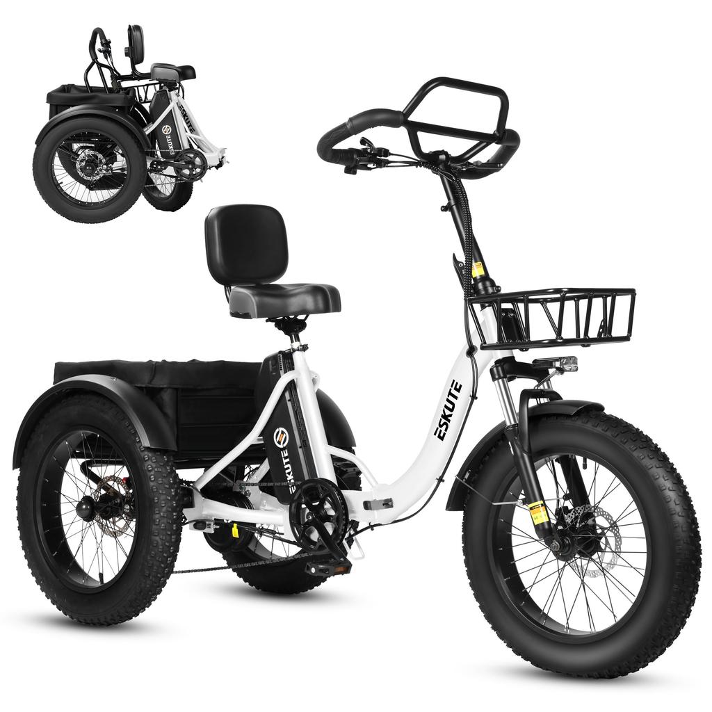 ESKUTE T302 Pro Elektrische Bakfiets, 48V 20.8Ah Batterij, met Achterzitje met Rugleuning & Voor-/Achtermandjes