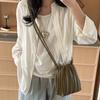 Autumn Winter Fashion PU Leather Crossbody Bag Versatile Use Inner Insert Pocket Shoulder Bag Elegant Pleated Square Bag