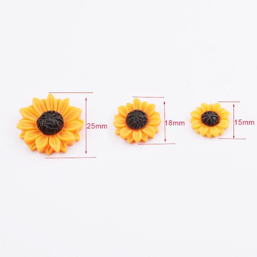 Small Fresh Daisy and Sunflower Resin Hair Accessories for DIY Jewelry - 15/18/25mm