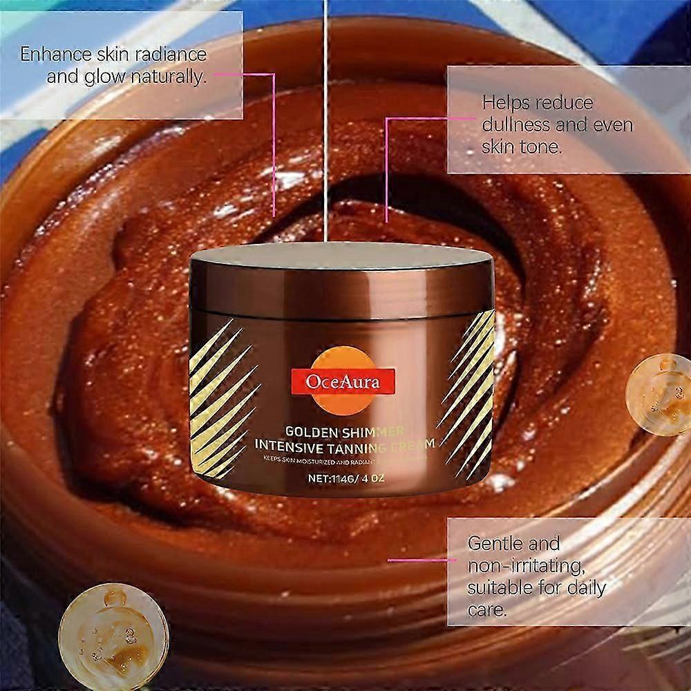 Intensive Tanning Gel, Golden Shimmer Intensive Tanning Cream with Tan Enhancers & Accelerators - For Sunbeds & Outdoor Sun