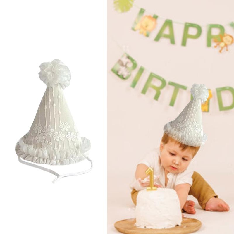 Barnhatt Födelsedagshatt Fotorekvisita Koniska Mössor Hatt med Prästkrage av Tyll Födelsedagskalasartikel