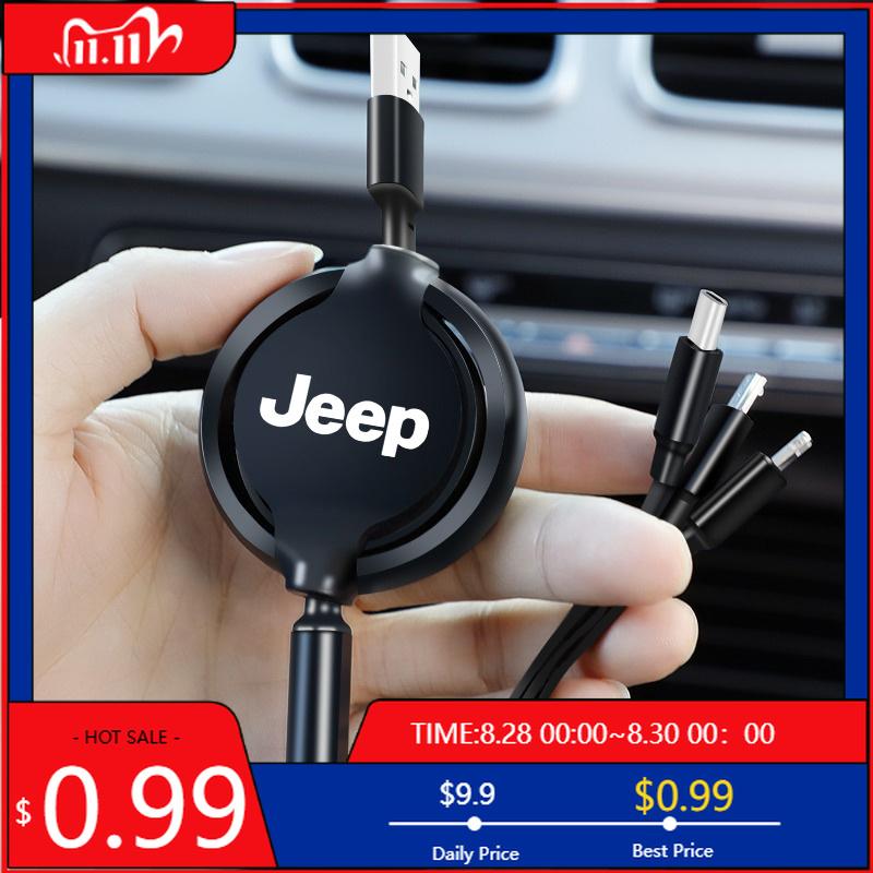Cup Holders Retractable 100W Fast Charge Cable For iPhone USB Type C/Micro For Jeep Renegade Wrangler JL JK Gladiator Cherokee C