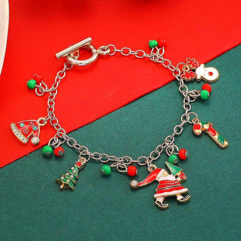 Christmas Women's Bracelet: European & American Creative Snowflake, Reindeer, Bell, Santa Claus Drawstring Design