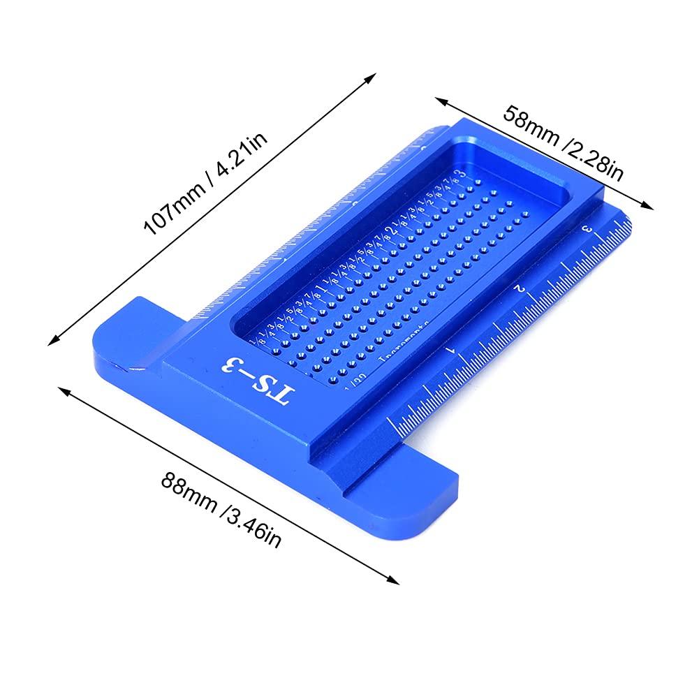 Precision Marking T-Rule, Aluminum Alloy Hole Positioning Scribing Gauge Woodworking Measuring Tool(Blue)
