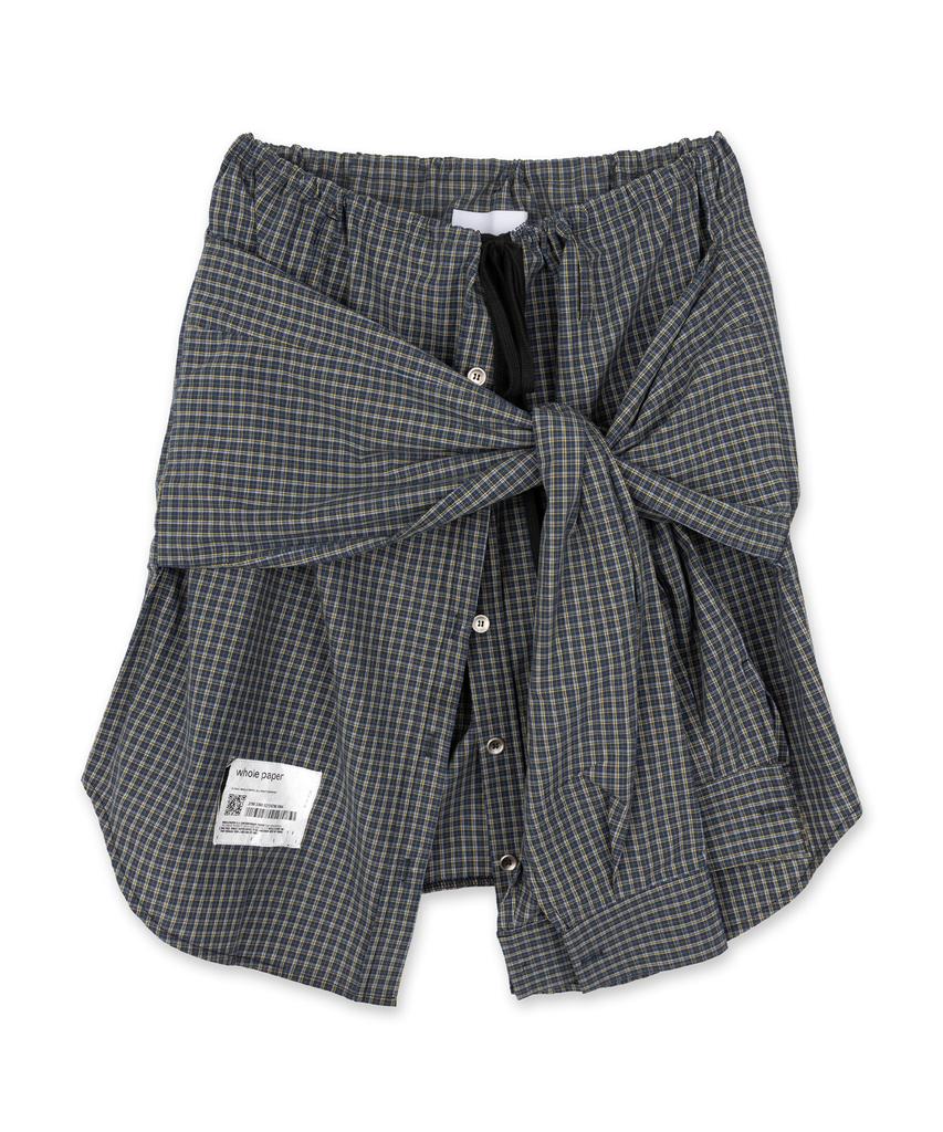 Holpeipeo Check Three-Way Shirt Skirt (Deep Green)