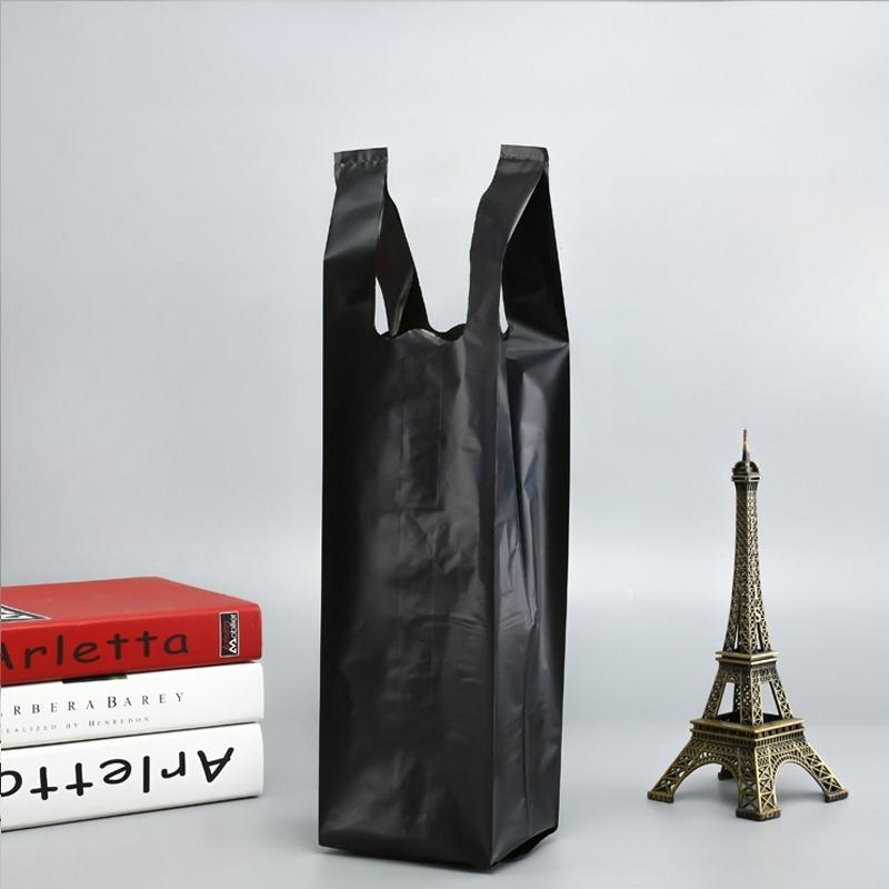 Reusable Red Wine Tote Bag Single Wine Packaging Tote Thickened PE Hotel Universal Pouch Load Bearing and Durable Plastic Bag Black packaging pouch