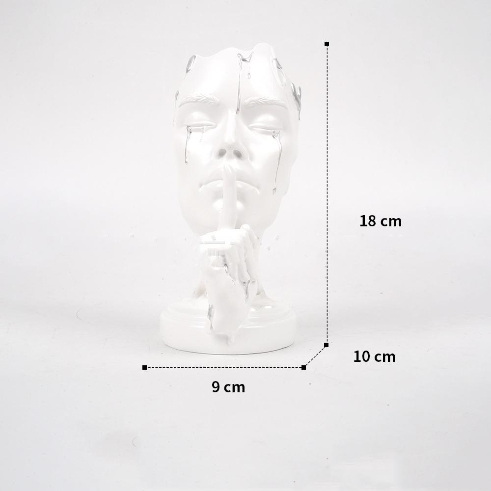 Artizanat din Rășină Statuie la Dimensiune Naturală Mască Facială Abstractă Tăcere Figurine Decorative Aurii Accesorii pentru Decorarea Casei