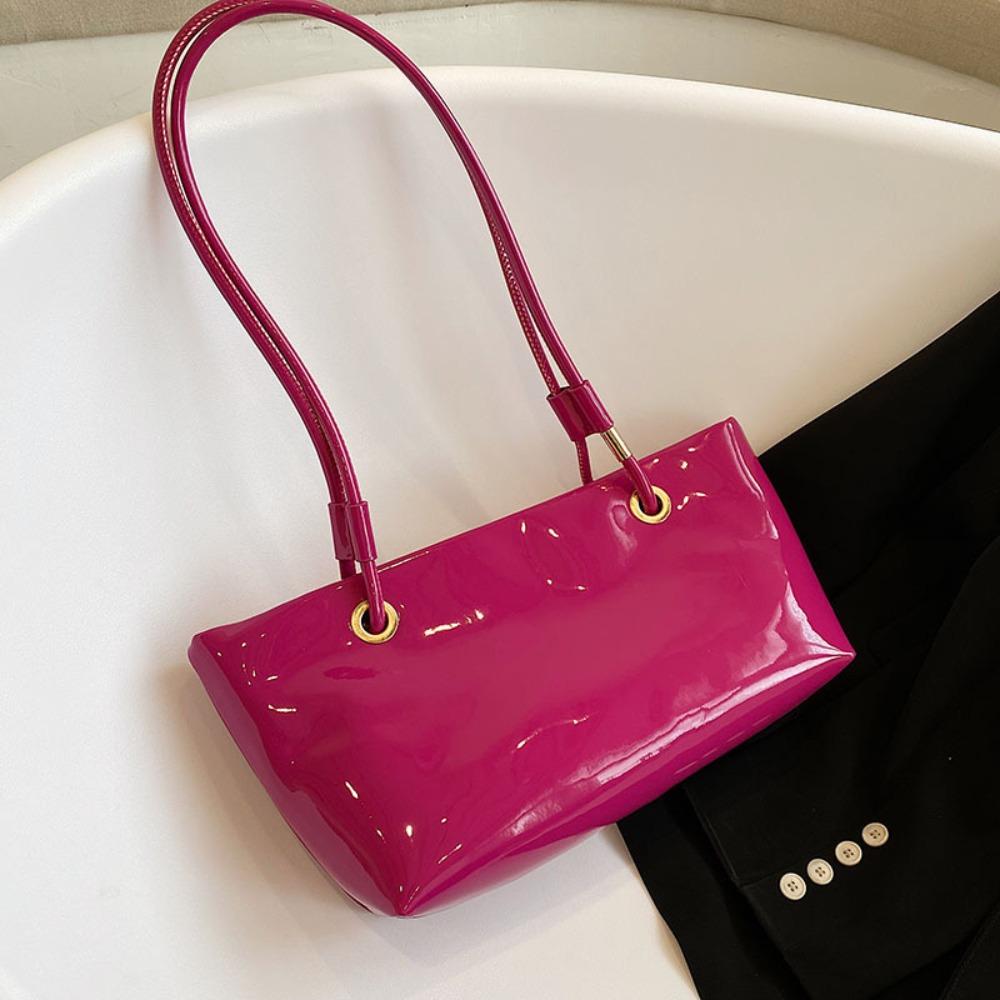 Smooth Korean Style Underarm Bag Elegant Commuting Tote Bag Patent Leather Shoulder Bag  Outdoor