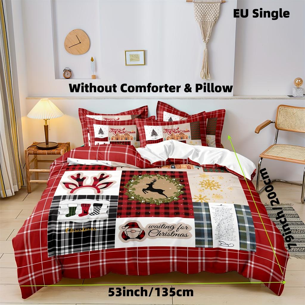 Christmas-Themed Digital Print Soft with Soft Fabric Duvet Cover Set - 3 Piece Beding Colection Soft Nice Warm