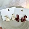 Korean Style Enamel Double Heart Polka Dot Stud Earrings - Light Luxury Fashion