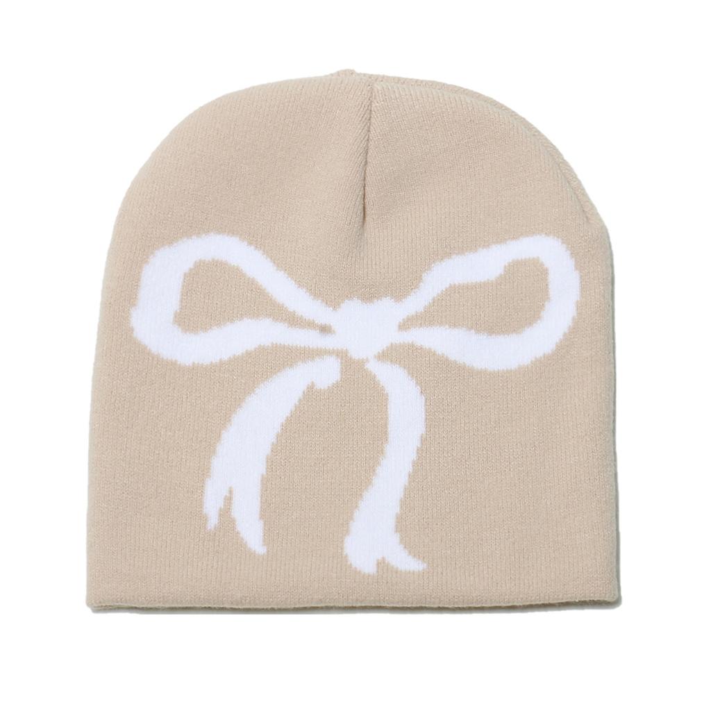 2025 New Trendy Brand Bow Knitted Hat Brimless Cap Casual Versatile Winter Hat Cold Hat Women