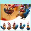 Charming Cartoon Acrylic Chicken Christmas Tree Hangings For Vibrant Holiday Decor