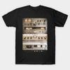 Men Black Print T-shirt Setup Vintage Audio Hifi Sound System Mixed Media Collage No-Cut Transfer Paper Print Cotton Tshirt