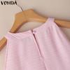 VONDA 2PCS Women Sets Sleeveless Ruffled Tanks and Elastic Waist Shorts Texture Outfits