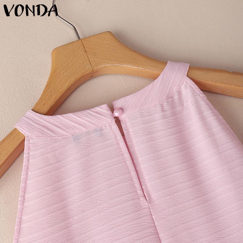 VONDA 2PCS Women Sets Sleeveless Ruffled Tanks and Elastic Waist Shorts Texture Outfits