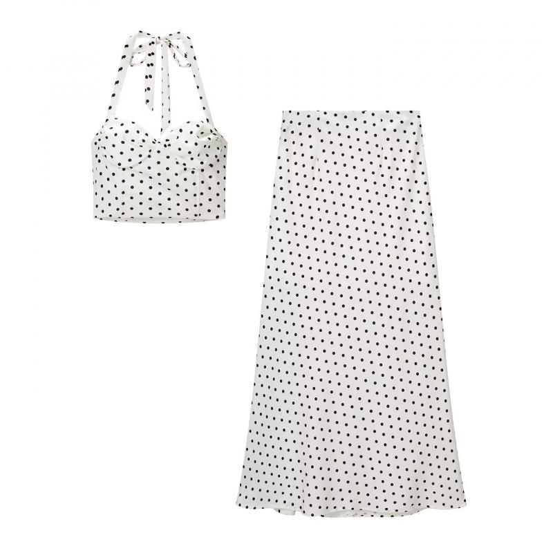 2026 Spring European & American Style Polka Dot Camisole & Skirt Set L