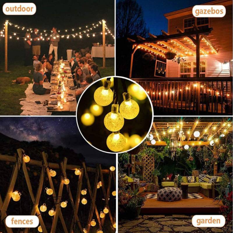 Solar Garden Led String Lights Waterproof For Patio Party And Holiday Decor