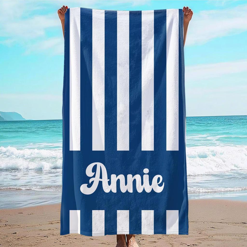 Personalized Striped Beach Towel Microfiber Towel Thin Quick Dry Absorbent for Beach Swimming Yoga Bath Sports