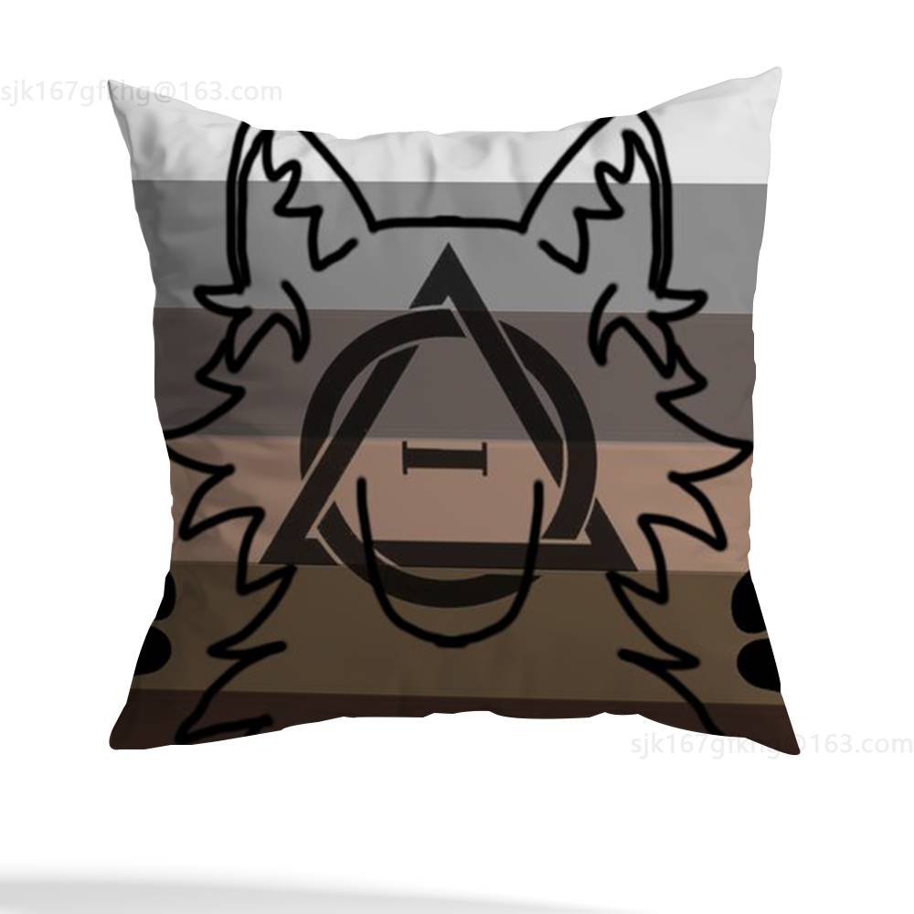 Nuova Federa Cuscino Simbolo Delta Therian Quadrata Stampa Double-Sided Peluche Corto Copricuscino Divano Camera da Letto Comodino
