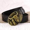 2024 Trendy Men's Leather Belt with Bull Head Buckle - European & American Fashion