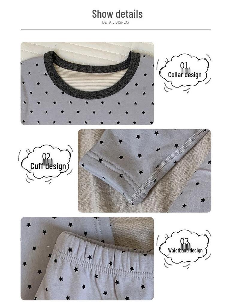 Children's Silk Wool Lined Home Wear Set - Warm Top & Pants