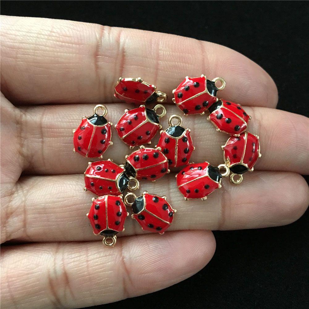 

Charms Pendants Beads Enameled Ladybug Accessories Jewelry parts Jewelry accessory Jewelry Making красный